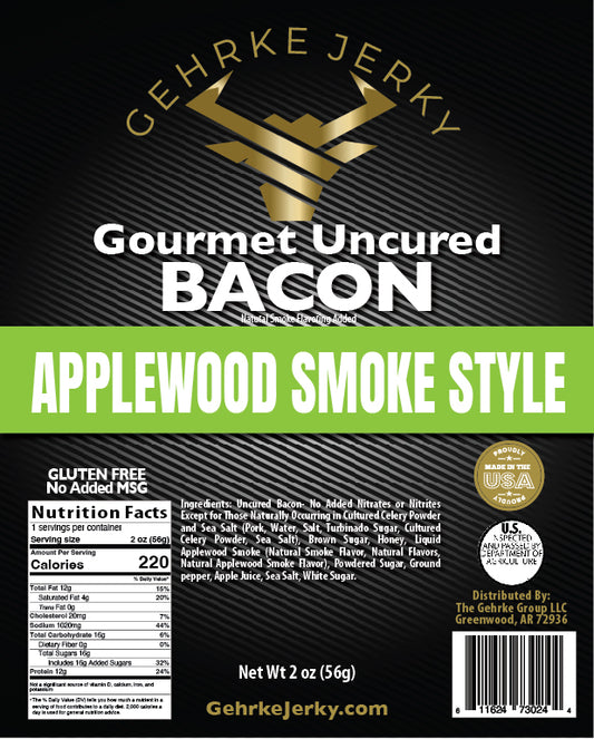 Gehrke Jerky Applewood Smoked Pork Bacon Jerky - GLUTEN FREE